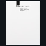 Modern Monogram Black White Lawyer Top Letterhead<br><div class="desc">Customize this Clean Black and White Minimalist Letterhead,  very modern and fresh,  with monogram,  professional sleek look. There are also matching products available in Modern White Black Clean Business Collection.</div>