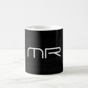 Modern Monogram Black White Name Initials Coffee Mug