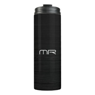 Modern Monogram Black White Name Initials Thermal Tumbler