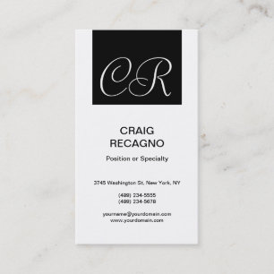 Modern Monogram Black White Plain Business Card
