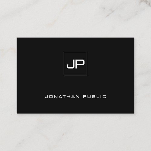 Modern Monogram Black White Plain Professional Business Card