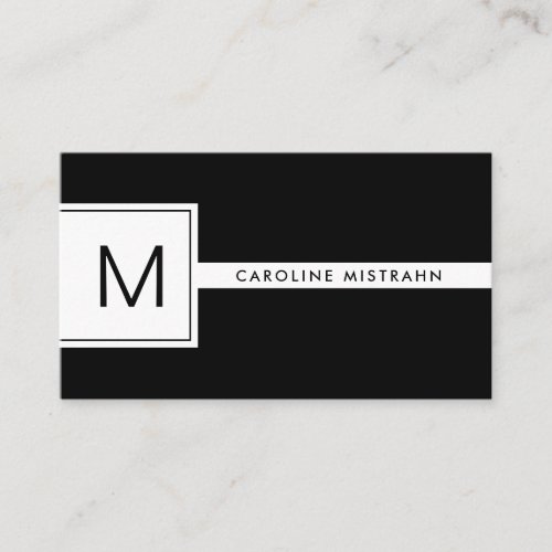 Modern Monogram Black  White Professional Business Card