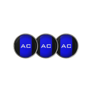 Modern Monogram Blue Black Plain Golf Ball Marker