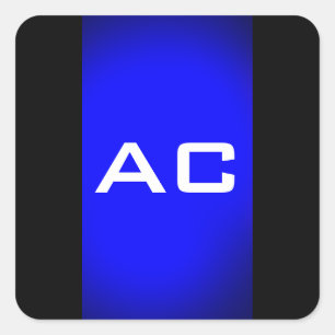 Modern Monogram Blue Black Plain Square Sticker