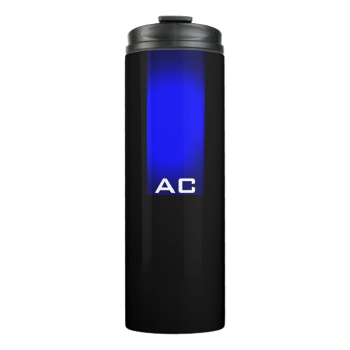 Modern Monogram Blue Black Plain Thermal Tumbler