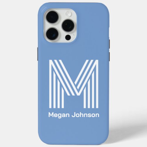 Modern Monogram Blue iPhone 15 Pro Max Case