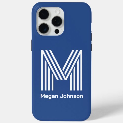 Modern Monogram Blue iPhone 15 Pro Max Case