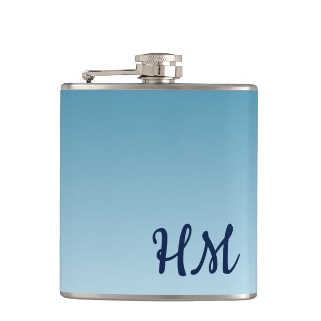 Modern Monogram Blue  Flask (Front)