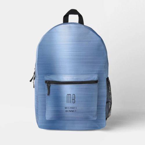 Modern Monogram Blue Printed Backpack