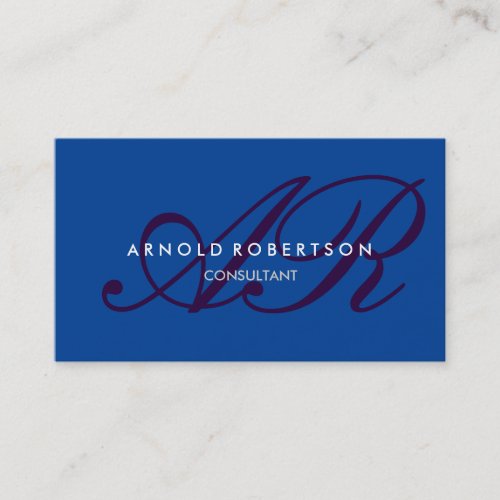 Modern Monogram Blue Trendy Business Card