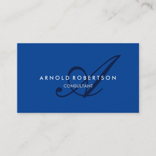 Modern Monogram Blue Trendy Business Card