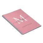 Modern Monogram Blush Pink Blush Gray Script Name