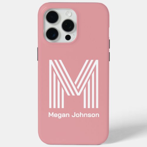 Modern Monogram Blush Pink iPhone 15 Pro Max Case