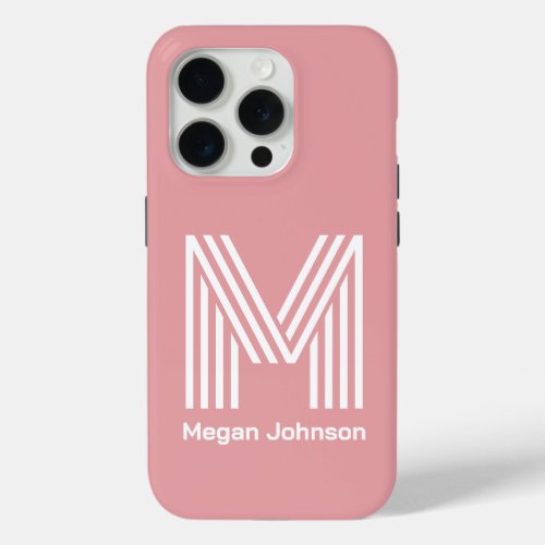 Modern Monogram Blush Pink iPhone 15 Pro Case