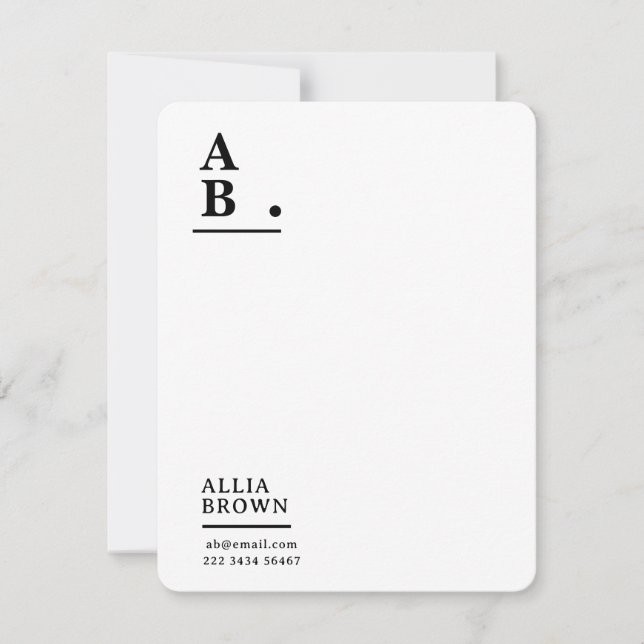 Modern Monogram Blush Pink Feminine Design Note Card (Front)