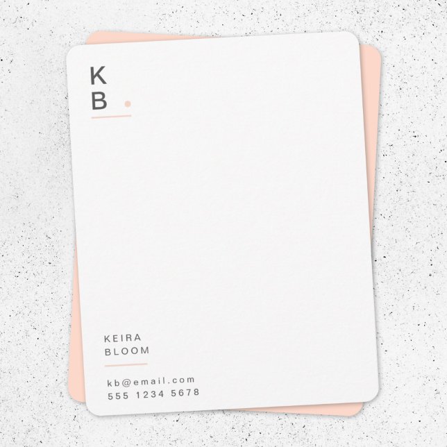 Modern Monogram Blush Pink Feminine Stylish Note Card (Creator Uploaded)