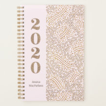 Modern Monogram Blush Pink Gold Confetti 2020 Year