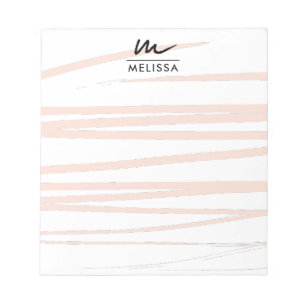 Modern Monogram Blush Pink Lines Abstract Art Notepad