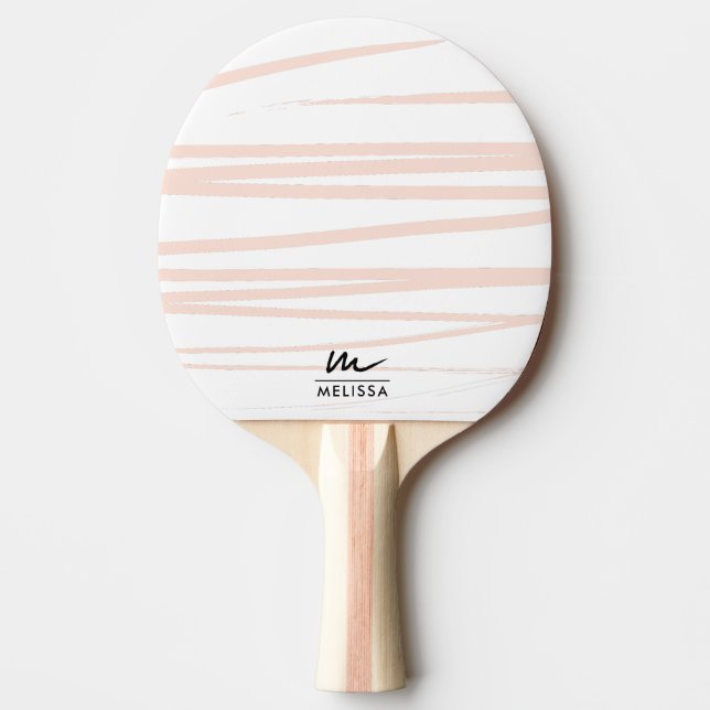 Modern Monogram Blush Pink Lines Abstract Art  Ping Pong Paddle (Front)