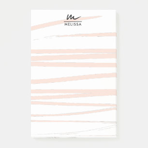 Modern Monogram Blush Pink Lines Abstract Art Post-it Notes