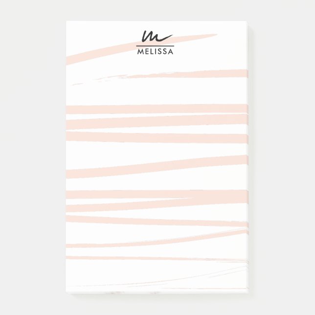 Modern Monogram Blush Pink Lines Abstract Art  Post-it Notes (Front)