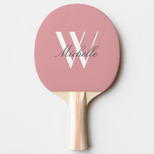 Modern Monogram Blush Pink Name Script Stylish Ping Pong Paddle