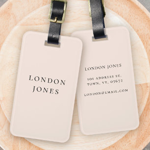 Modern Monogram Blush Pink Simple Personalized Luggage Tag