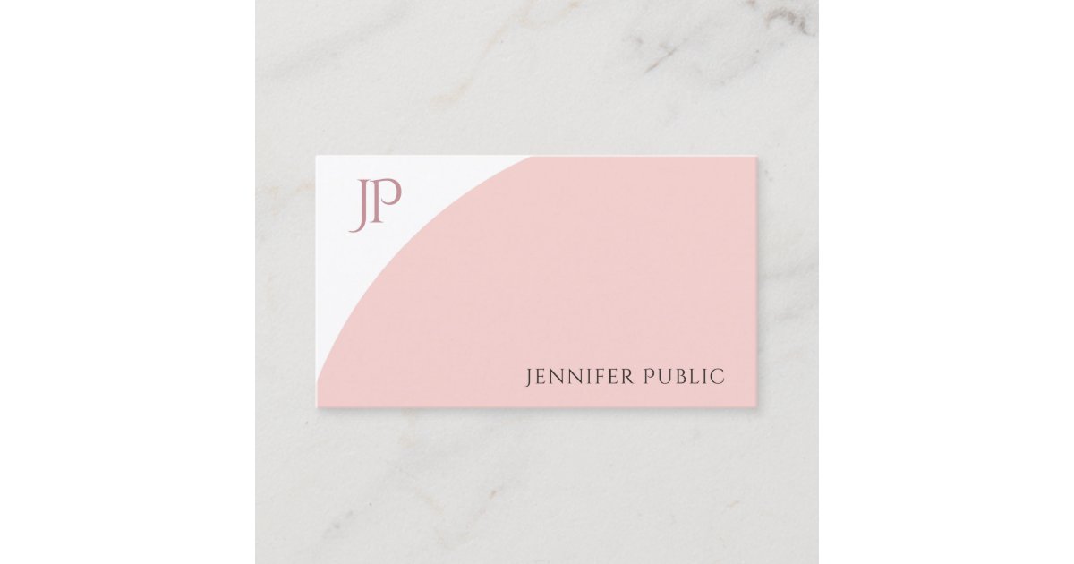 Modern Monogram Blush Pink White Elegant Simple Business Card | Zazzle