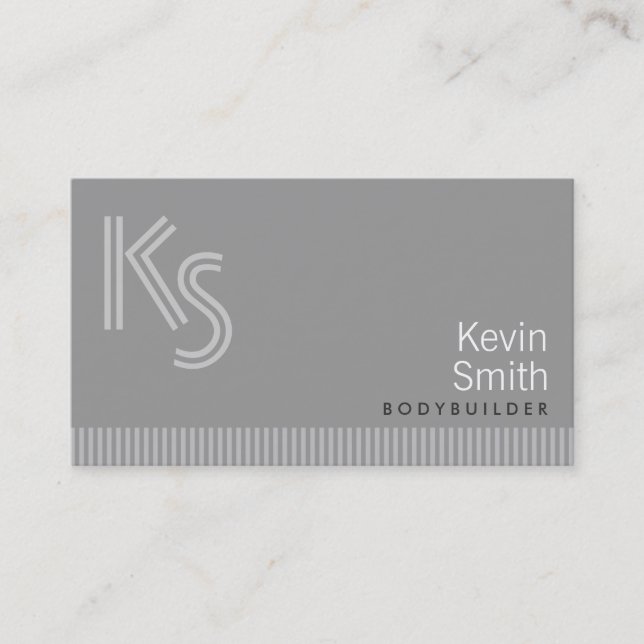 Modern Monogram Bodybuilding Business Card (Front)