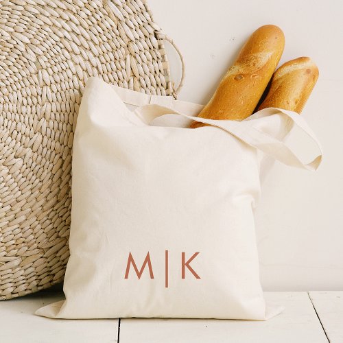 Modern Monogram  Boho Terracotta Text Tote Bag