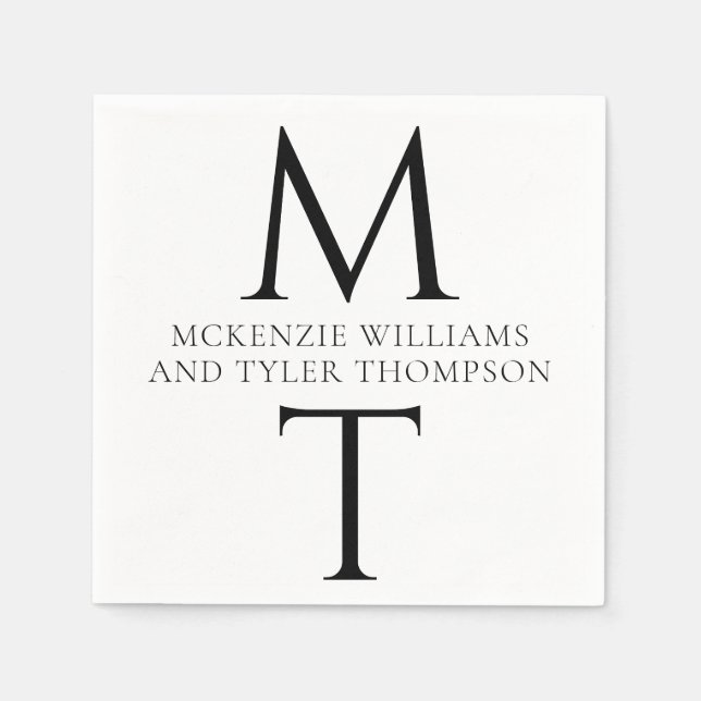 Modern Monogram Bold Black Initials Napkins (Front)