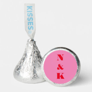 Modern Monogram Bold Bright Red Pink Wedding Hershey®'s Kisses®