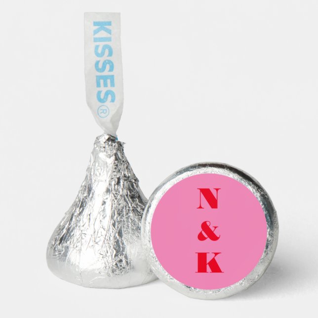 Modern Monogram Bold Bright Red Pink Wedding  Hershey®'s Kisses® (Front)
