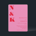 Modern Monogram Bold Bright Red Pink Wedding Invitation<br><div class="desc">Modern Aesthetic Monogram Bold Typography Wedding Invitation in Pink and Red</div>