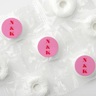 Modern Monogram Bold Bright Red Pink Wedding Life Saver® Mints