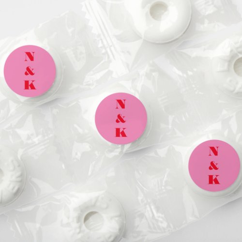 Modern Monogram Bold Bright Red Pink Wedding 