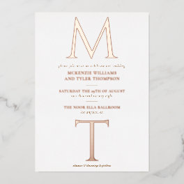 Modern Monogram Bold Initials Rose Gold Foil Invitation