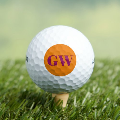 Modern Monogram Bold Orange Pink Golf Balls