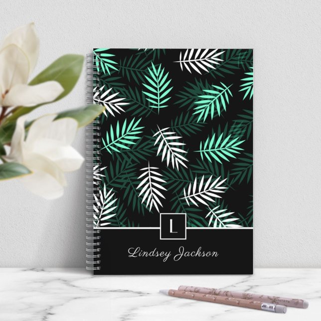 Modern Monogram Botanical Green Leaves i Notebook (Modern Monogram Botanical Green Leaves i Notebook)