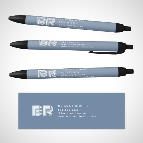 Modern Monogram Branding Logo Stylish Periwinkle Black Ink Pen
