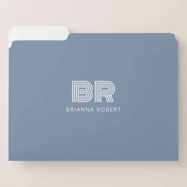 Modern Monogram Branding Logo Stylish Periwinkle File Folder (Front Left)