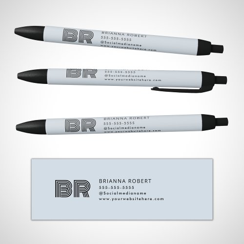 Modern Monogram Branding Logo Stylish Soft Navy Black Ink Pen