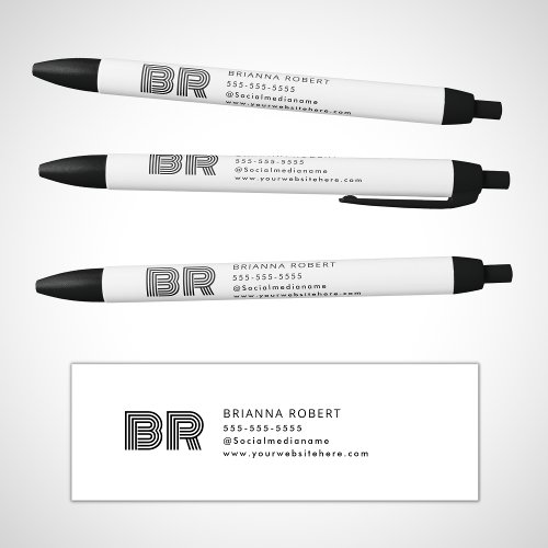 Modern Monogram Branding Logo Stylish White Black Ink Pen