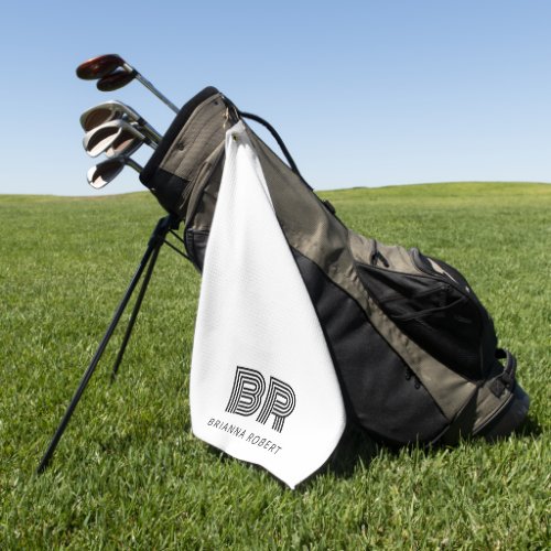 Modern Monogram Branding Logo Stylish White Golf Towel