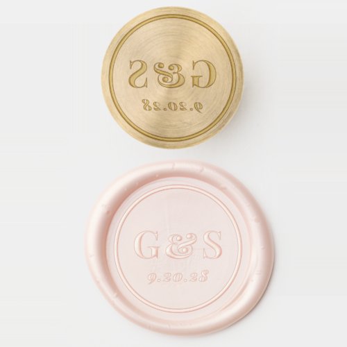 Modern Monogram Bride  Groom Initials Wedding Wax Seal Stamp