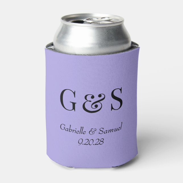 Modern Monogram Bride & Groom Names Wedding Cooler (Can Front)