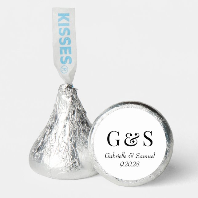 Modern Monogram Bride & Groom Names Wedding Hershey®'s Kisses® (Front)