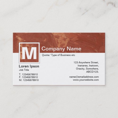 Modern Monogram _ Brown Marble Business Card