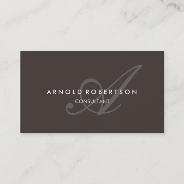 Modern Monogram Brown Trendy Business Card (Front)