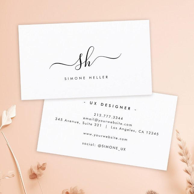 Modern Monogram Brush Script Simple Cool Business Card (Creator Uploaded)